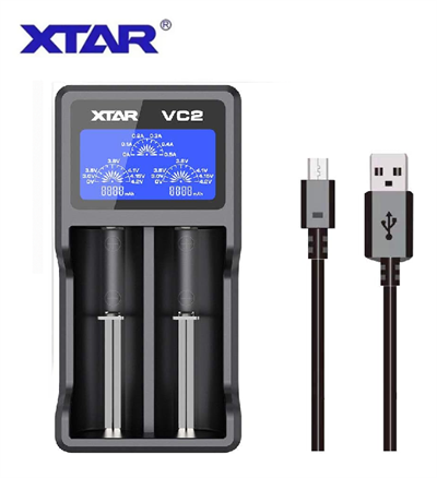 XTAR VC2 Pil Şarj Aleti 2'li LCD Ekranlı 18650 26650 Li-ion Akıllı Şarj Cihazı