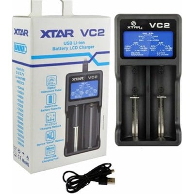 XTAR VC2 Pil Şarj Aleti 2'li LCD Ekranlı 18650 26650 Li-ion Akıllı Şarj Cihazı