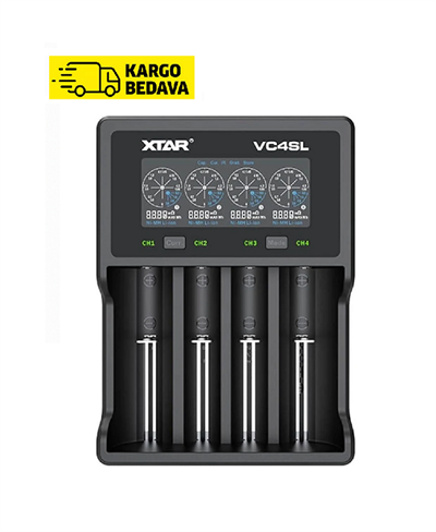XTAR VC4SL LCD Ekranlı Pil Şarj Aleti 4'lü 18650 21700 Li-ion Ni-MH Akıllı Hızlı Şarj