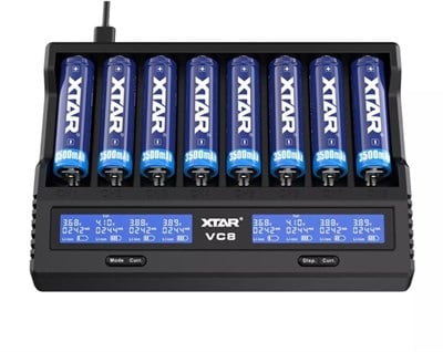 XTAR VC8 Taşınabilir Çoklu 8'li Pil Şarj Cihazı