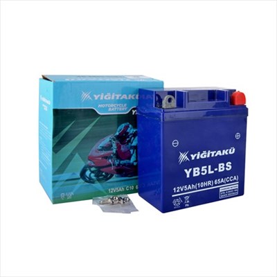 Yiğit Akü YB5L-BS 12V 5Ah MT Serisi Dik Motosiklet Aküsü (MF) Bakım Gerektirmeyen