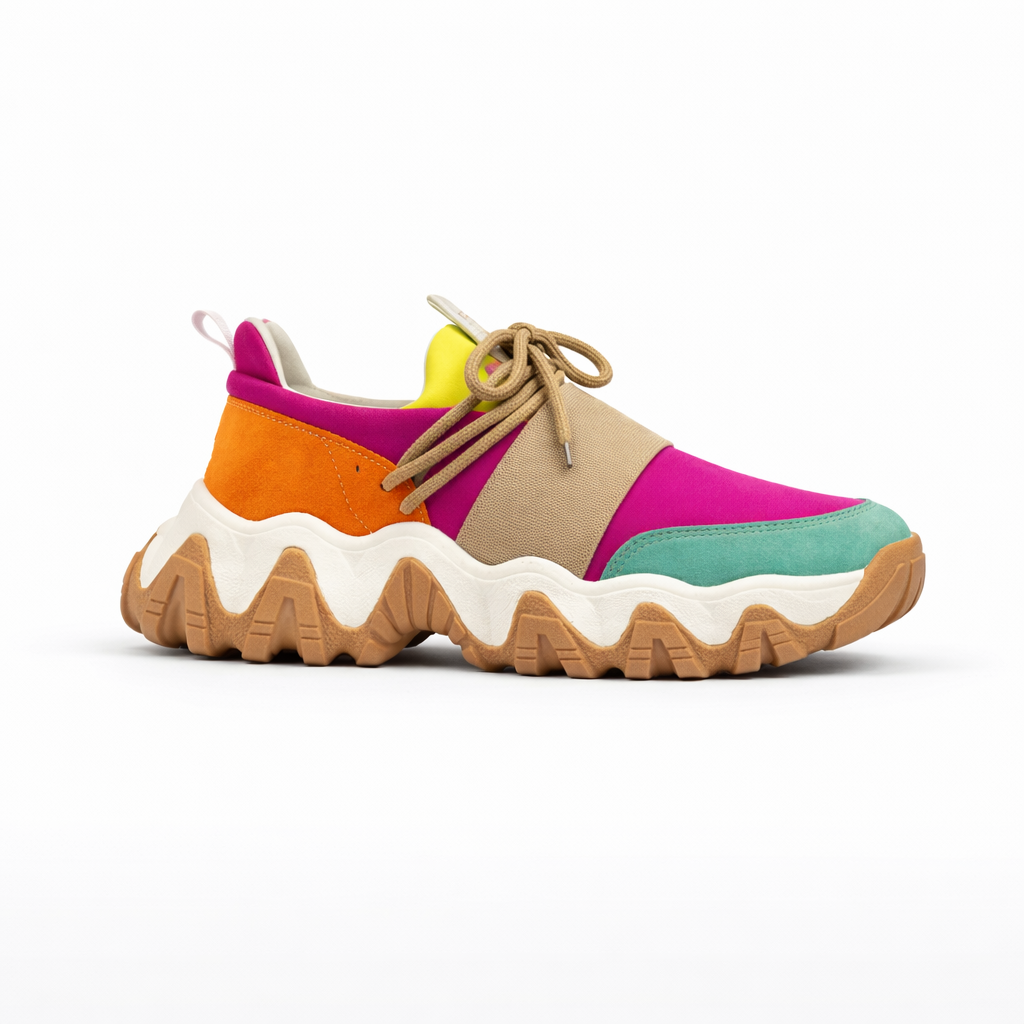 Fuşya Bağcıklı Kadın Sneaker