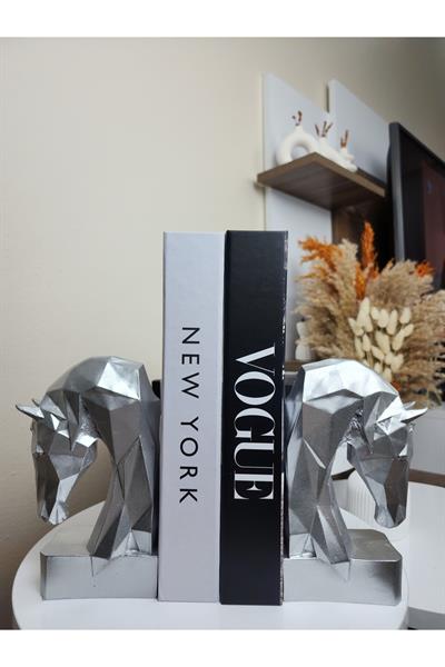2 Li Gümüş Polyester Kübik At Kitap Tutacağı