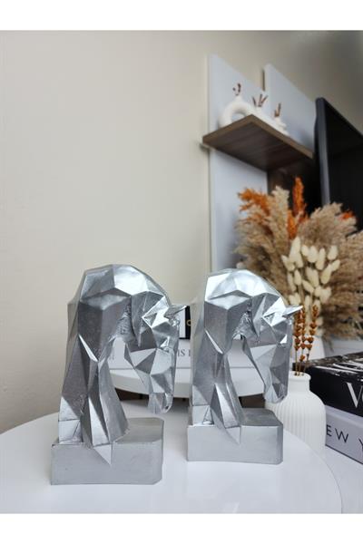 2 Li Gümüş Polyester Kübik At Kitap Tutacağı