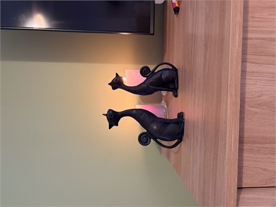 2li Dekoratif Kedi Biblo Seti – Mat Siyah (21x11 cm)