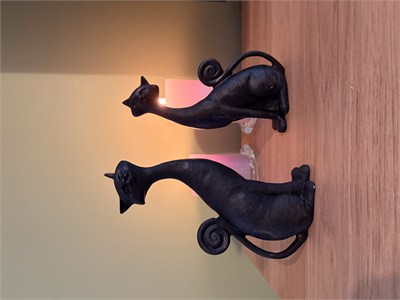 2li Dekoratif Kedi Biblo Seti – Mat Siyah (21x11 cm)