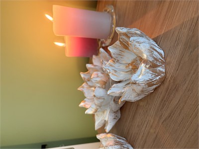 3lü Lotus Dekoratif Obje Seti – Beyaz & Eskitme Altın Yaldız