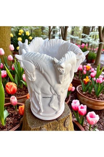 At Figürlü Vazo- 28x20 Cm | Dekoratif Obje