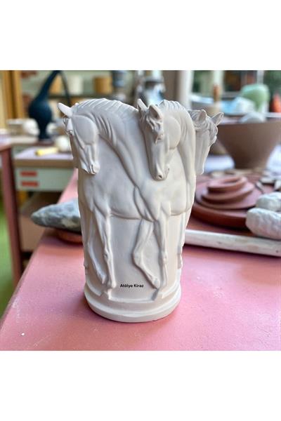 At Figürlü Vazo- 28x20 Cm | Dekoratif Obje