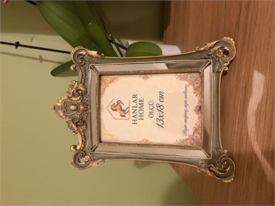 Taçlı Barok Aynalı Fotoğraf Çerçevesi – Haki & Eskitme Altın (13x18 cm)   