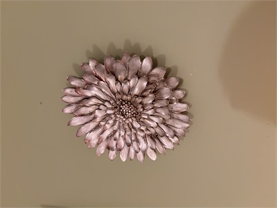 Dekoratif Çiçek Tabak / Duvar Süsü – Eskitme Gümüş / Şampanya (28 cm)   