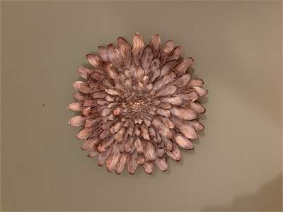 Dekoratif Çiçek Tabak / Sunumluk – Vizon & Altın Yaldız Eskitme (28 cm)   