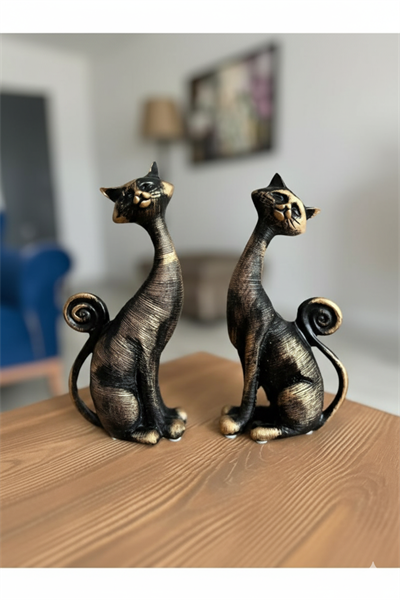 Dekoratif Hediyelik Kuyruklu Kedi Biblo