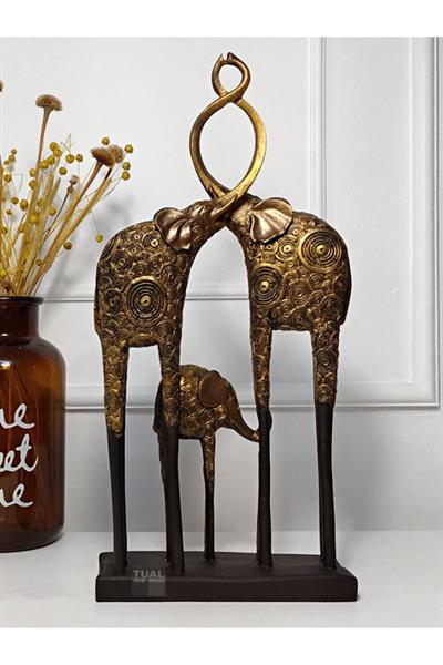 Dekoratif Polyester Fil Ailesi Heykel Biblo