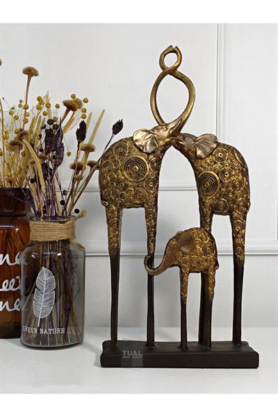Dekoratif Polyester Fil Ailesi Heykel Biblo