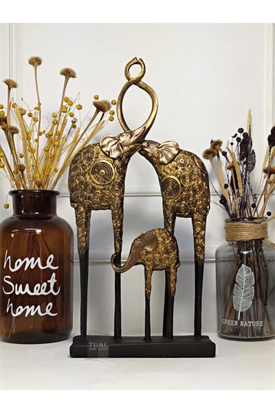 Dekoratif Polyester Fil Ailesi Heykel Biblo