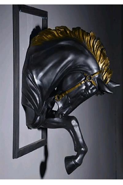 Dekoratif Duvar At Kafası (48CMX28CM) Altın