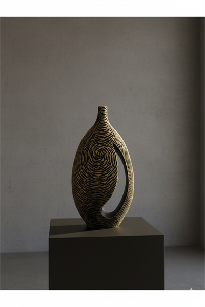 Dikey Formlu Dekoratif Vazo - Minimal Tasarım (47x38x6)