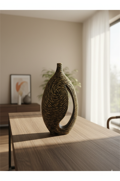 Dikey Formlu Dekoratif Vazo - Minimal Tasarım (47x38x6)