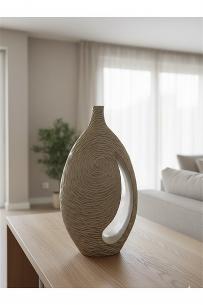 Dikey Formlu Dekoratif Vazo - Minimal Tasarım (47x38x6)