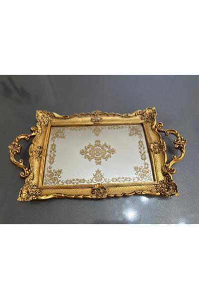 El boyaması tepsi büyük boy gold , el yapımı özel tasarım tepsi
