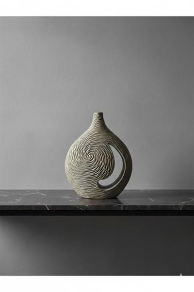 Geniş Gövdeli Dekoratif Vazo - Modern Polyester Obje (28x37x8)