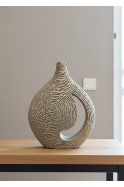Geniş Gövdeli Dekoratif Vazo - Modern Polyester Obje (28x37x8)