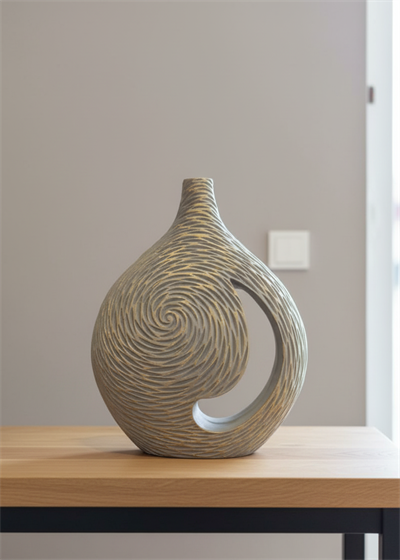 Geniş Gövdeli Dekoratif Vazo - Modern Polyester Obje (28x37x8)