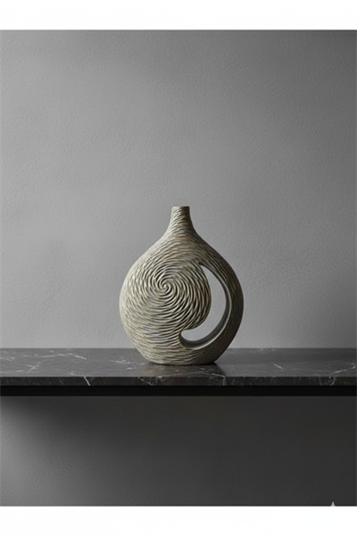 Geniş Gövdeli Dekoratif Vazo - Modern Polyester Obje (28x37x8)