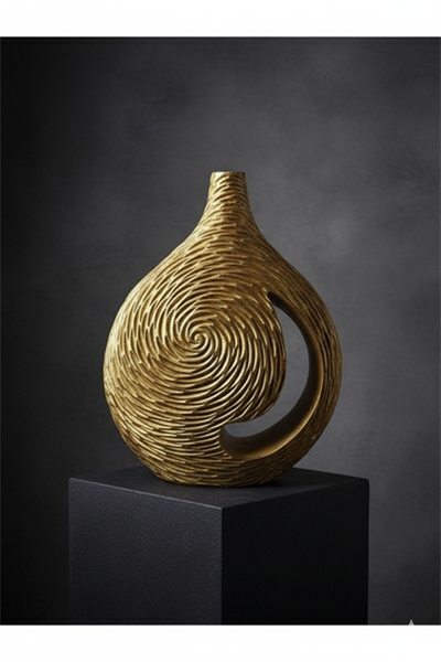 Geniş Gövdeli Dekoratif Vazo - Modern Seramik Obje (28x37x8)