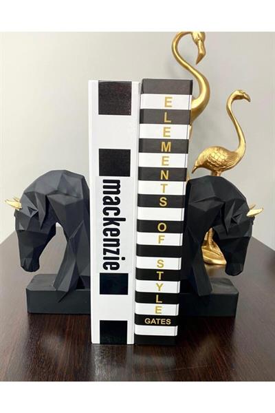 Ikili Kübik At Figürü Siyah Renkli Kitap Tutucu