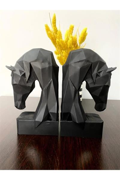 Kitap Tutucu Kübik At Figürlü 2 Li Siyah Renkli