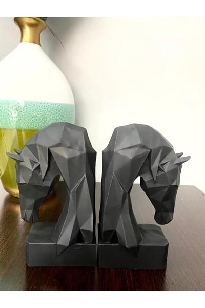 Kitap Tutucu Kübik At Figürlü 2 Li Siyah Renkli