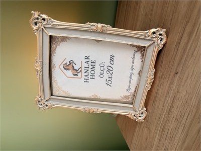 Klasik Barok Dikdörtgen Fotoğraf Çerçevesi – Vizon & Eskitme Altın (15x20 cm)