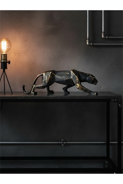 Kübik Leopar Biblo Siyah, şık ve modern dekoratif obje, ev ve ofis için ideal seçim