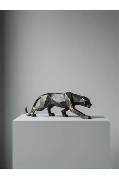 Kübik Leopar Biblo Siyah, şık ve modern dekoratif obje, ev ve ofis için ideal seçim
