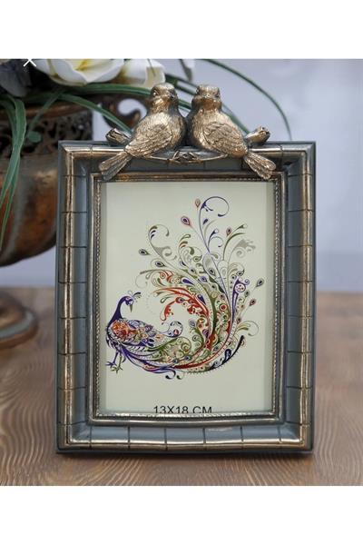 Kuş detaylı çerçeve , haki renk kuşlu çerçeve 25cm
