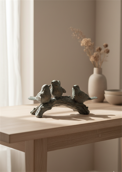 Kuş Figür Seti | Doğal Stil | Dekoratif Biblo (23x15x13)
