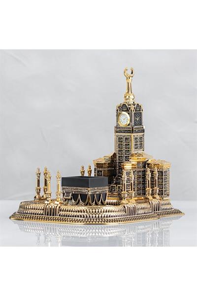 Mescid-i Haram Altın Boyut: 26x26 Boy:28 Cm. Saat Çalışır Durumda (TESCİLLİ MARKA)