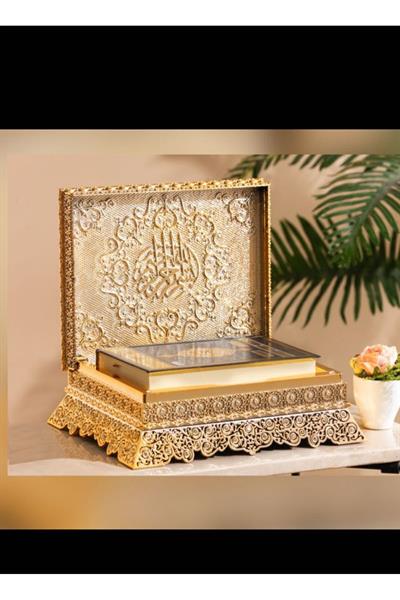 Sandık kuranı kerim kabı altın renk 29 X 9 ebatlarında not (kurankerimde hediyesi)