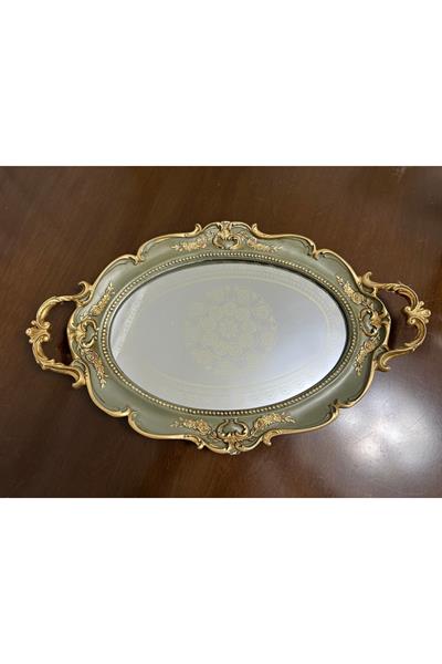 Şık Aynalı tepsi , özel tasarım el boyaması polyester  aynalı tepsi 35cm