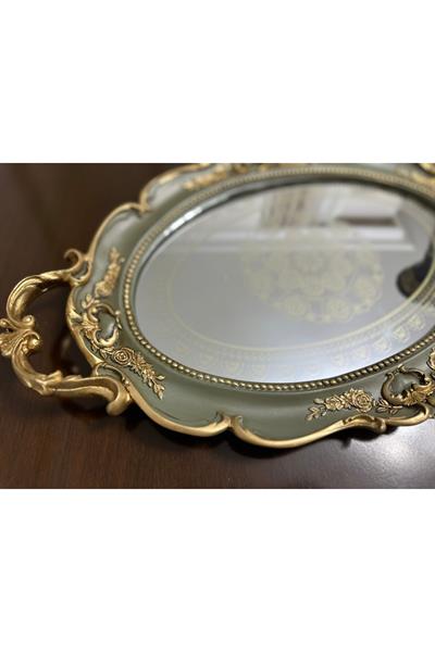 Şık Aynalı tepsi , özel tasarım el boyaması polyester  aynalı tepsi 35cm