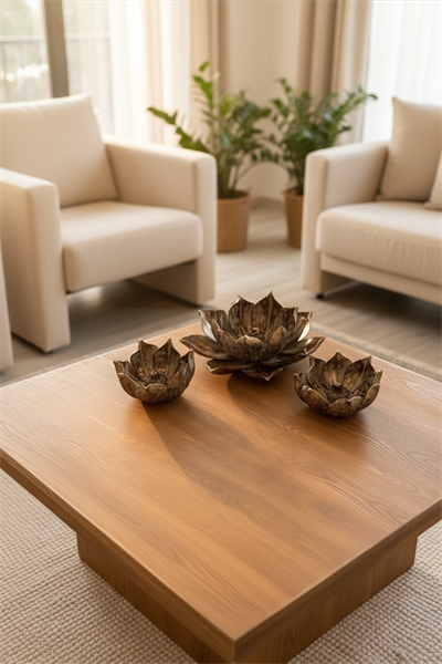 Şık Hediyelik Sehpa Üzeri Lotus Çiçek Seti