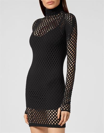 Philipp Plein - Short Dress Seamless Mesh Elbise