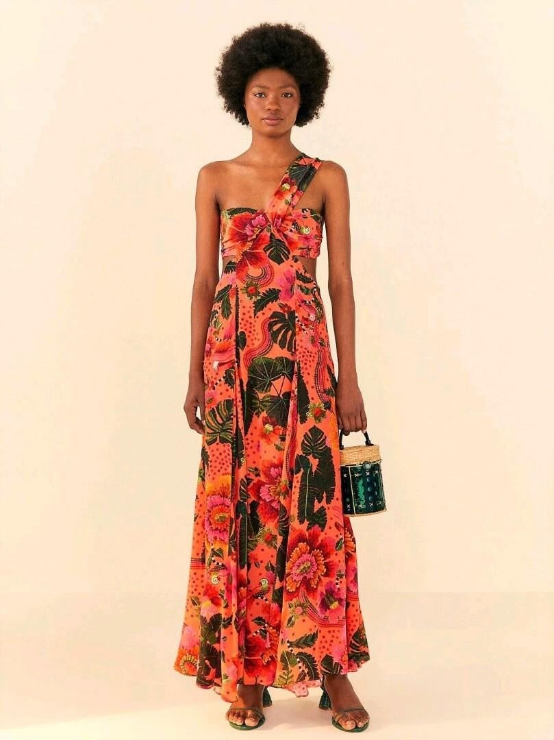 orange blooming garden maxi dress FARM Rio Orange Blooming Garden Maxi Dress, Silky Viscose Sold Out Small OP  $275