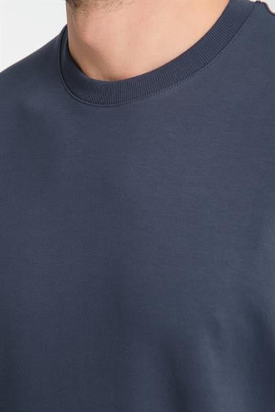 2857 Massimo Erkek Lacivert %100 Supima Pamuk Esnek Kumaş Regular Fit Bisiklet Yaka Tişört