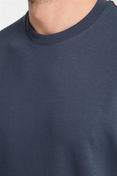 2857 Massimo Erkek Lacivert %100 Supima Pamuk Esnek Kumaş Regular Fit Bisiklet Yaka Tişört