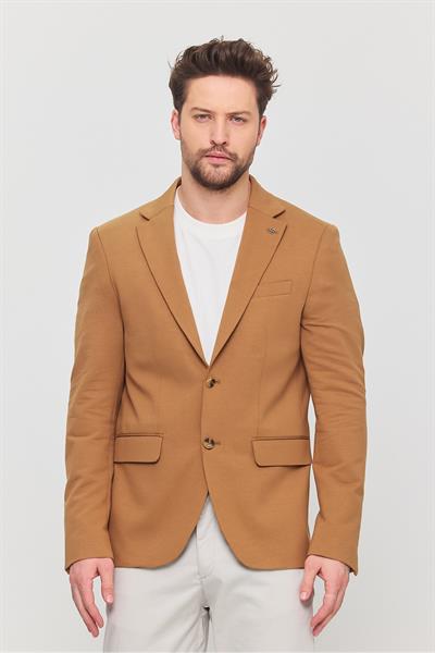 3115 Erkek Camel Esnek Likralı Pamuk Karışımlı Slim Fit İlkbahar-Yaz Spor Blazer Ceket