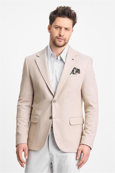 Abrines Erkek Bej Pamuklu Likralı Esneyen Kumaşlı Slim Fit Spor Blazer Ceket