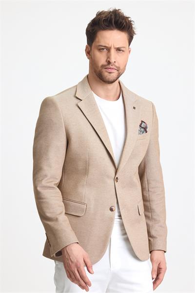 Abrines Erkek Hardal Pamuklu Likralı Esneyen Kumaşlı Slim Fit Spor Blazer Ceket